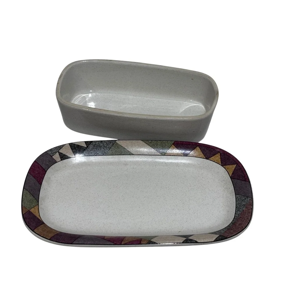 Studio Nova Palm Desert Butter Dish Lid Nancy Green Geometric Y2216 Stoneware